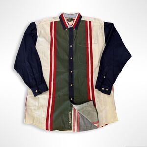 VTG 90s Huntering Horn Vertical Stripe Collared Button Down Mens Shirt, L